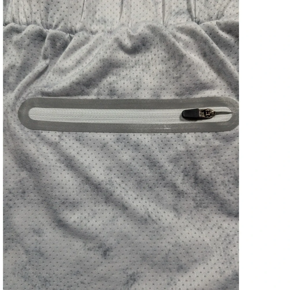 YoungLA 2-in-1 Gym Shorts Mens XXL Grey Marble Mesh Compression Liner Zippered